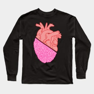 Pink and red heart and brain Long Sleeve T-Shirt
